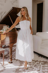Night At The Gala Jacquard Midi in White