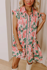 Artistic Flow Button Down Mini Dress in Green