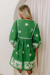 Picture Perfect Floral Mini Dress in Kelly Green