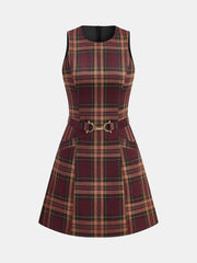 Plaid Sleeveless Mini Dress