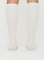 Boderline Knee High Socks White