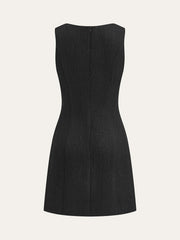 Tweed Sleeveless Button Mini Dress