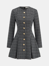 Plaid Metal Button A-Line Mini Dress