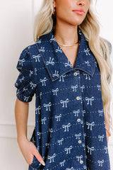 Charming Moment Denim Mini Dress in Dark Wash