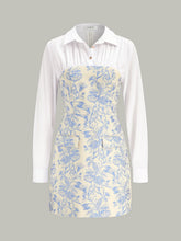 Shirt Collar Floral Jacquard Mini Dress
