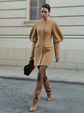 Puff Sleeve Tailored Cotton-Blend Mini Dress