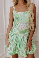 French Market Stroll Athleisure Mini Dress in Lime