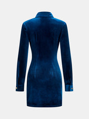 Ruched Velvet Shirt Dress