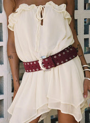 Captain Faux Suede Belt Red / Silver
