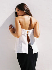 Ethel Strapless Linen Top White