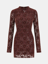 Lace-Jacquard Long-Sleeve Mini Dress