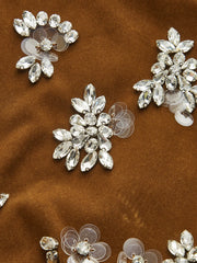 Velvet Sleeveless Mini Dress with Crystal Embellishments