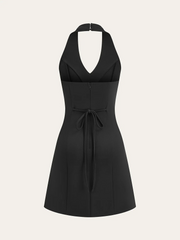 Metal Button Halter Dress