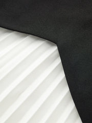 Long Sleeve Color-Block Pleated Dress