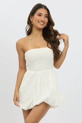 White Bubble Mini Dress Strapless