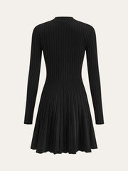 Mock Neck Flared Sweater Dress