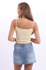 Yellow Pointelle Cami Top