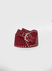 Calexico Studded Faux Suede Belt Red