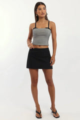 Grey Cami Bandeau Sleeveless Sweetheart Neckline