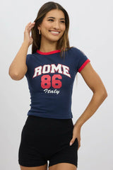 Blue Graphic Tee Short Sleeve