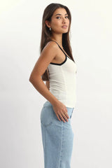 White Tank Top Sleeveless Rib
