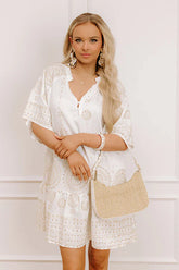 Oceanfront Villa Sequin Embroidered Mini Dress