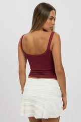 Red Sleeveless Tank Top Rib