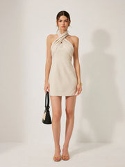Cotton & Linen Crisscross Neckline Dress