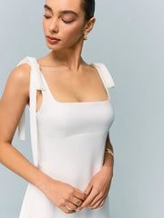 Bow-Strap Backless Mini Dress