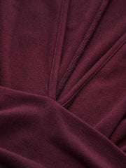 Deep V-Neck Ruched Long-Sleeve Mini Dress