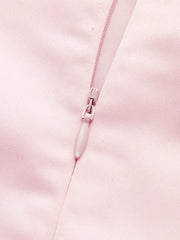 Satin Asymmetrical Embellished Strapless Dress