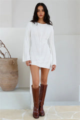 Soulful Nights Long Sleeve Mini Dress White