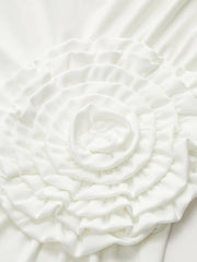 One-Shoulder Ruched Dress With Rosette Detail