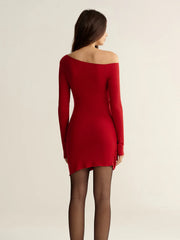 Slim-Fit Off-Shoulder Ruched Mini Dress