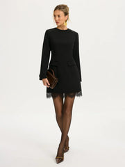 Lace Trim Tailored Mini Dress