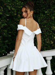 Streetlights Off Shoulder Mini Dress White