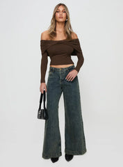 Ziggie Low Rise Ultra Baggy Jeans Antique Wash