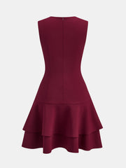 Asymmetric Ruffle Hem Sleeveless Mini Dress