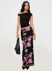 Modalla Maxi Skirt Black Floral