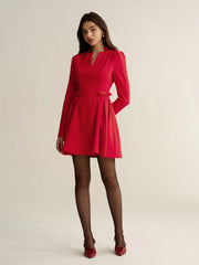 V-Neck Bow Detail Mini Dress