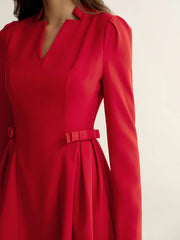 V-Neck Bow Detail Mini Dress