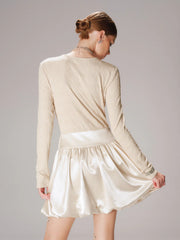 Satin Effect Panel Textured Mini Dress