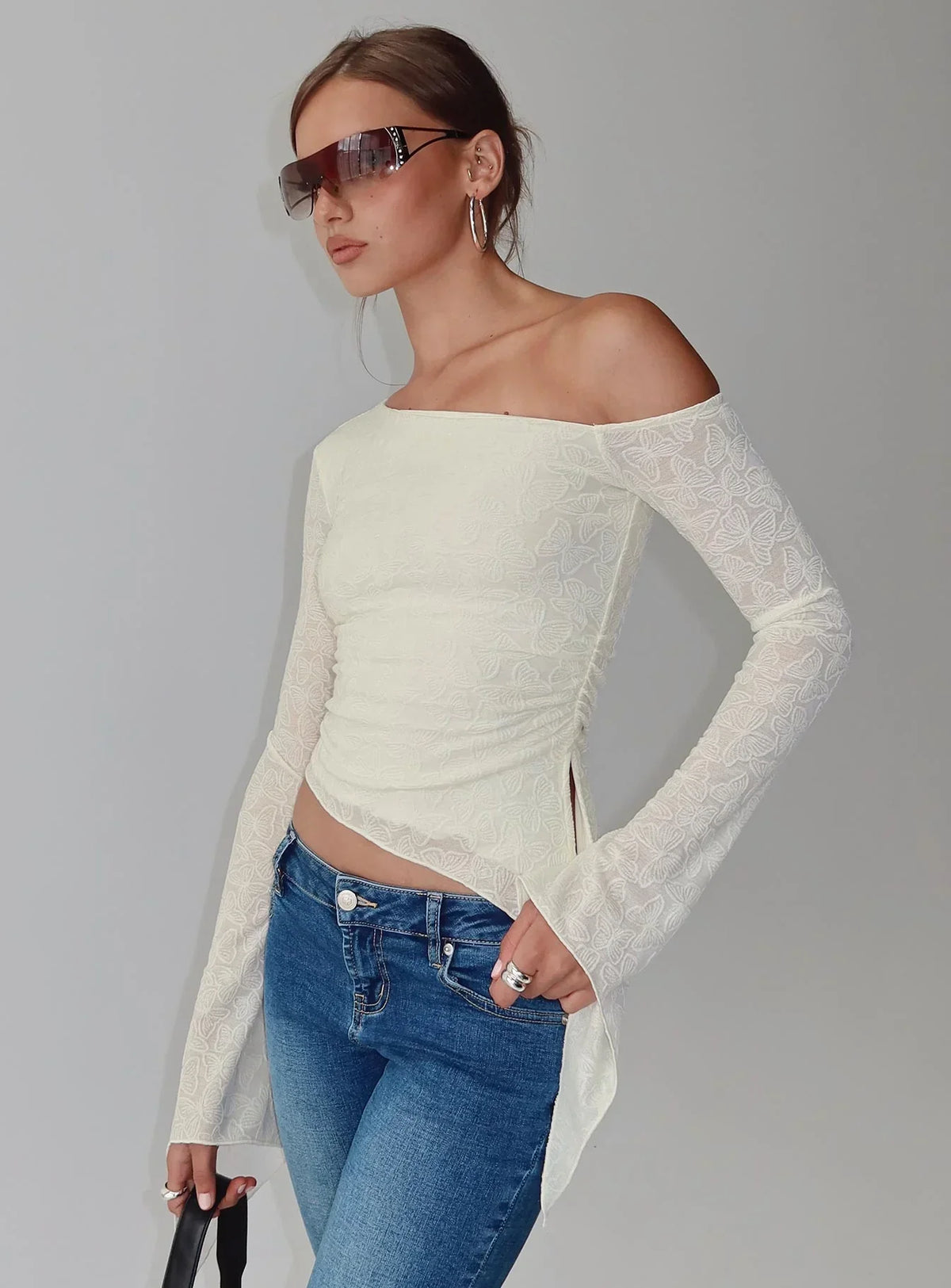 Face Card Long Sleeve Top Cream