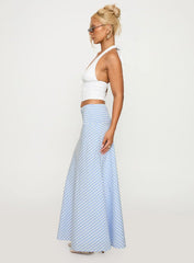 Every Girl Shirred Maxi Skirt Blue Check