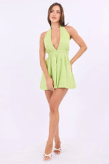 Green Playsuit Halter Neck