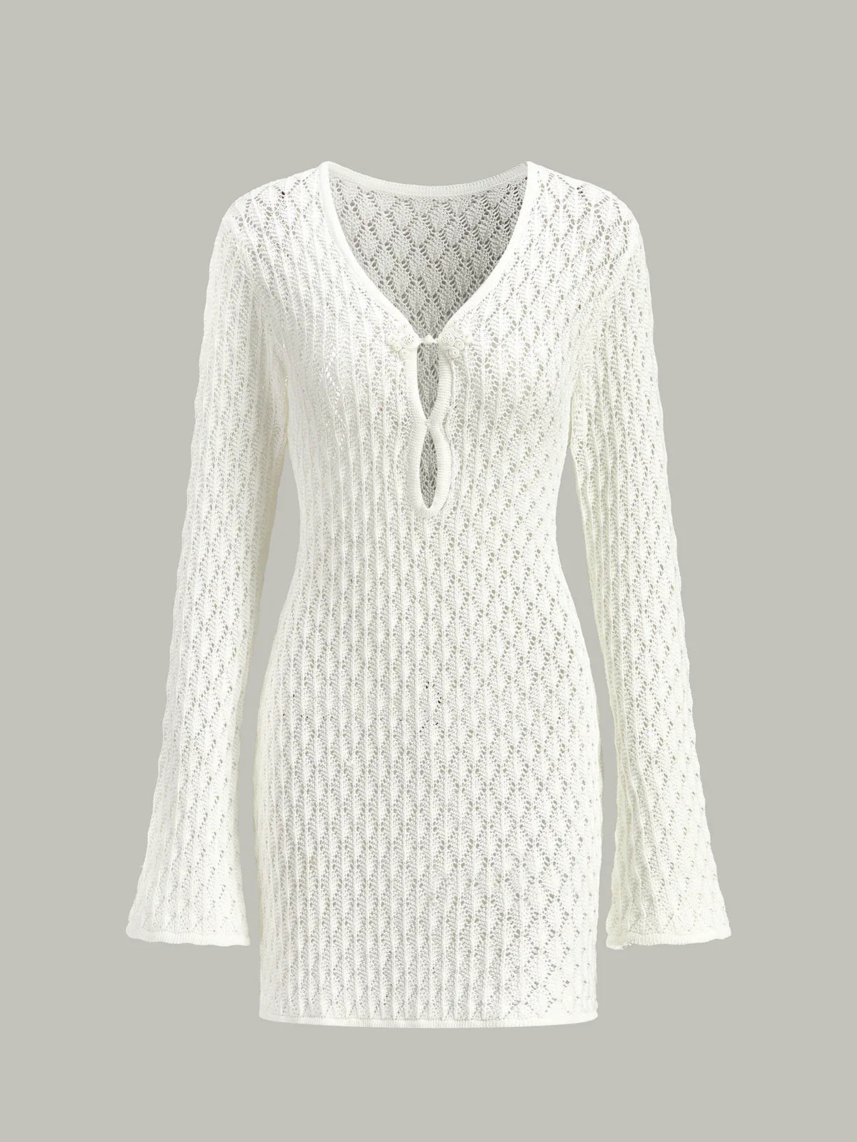 Sheer Knit Sweater Dress with Cut-Out Detail