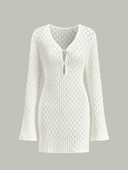 Sheer Knit Sweater Dress with Cut-Out Detail
