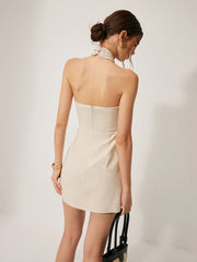 Cotton & Linen Crisscross Neckline Dress