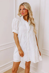 Sunday Brunch Embroidered Mini Dress in White