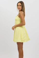 Yellow Fit And Flare Dress Poplin Mini